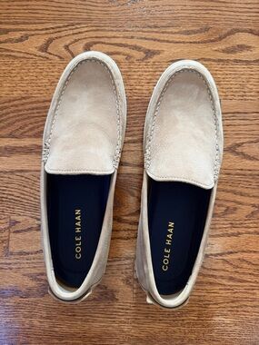 Cole Haan Beige Suede Slip-On Loafers